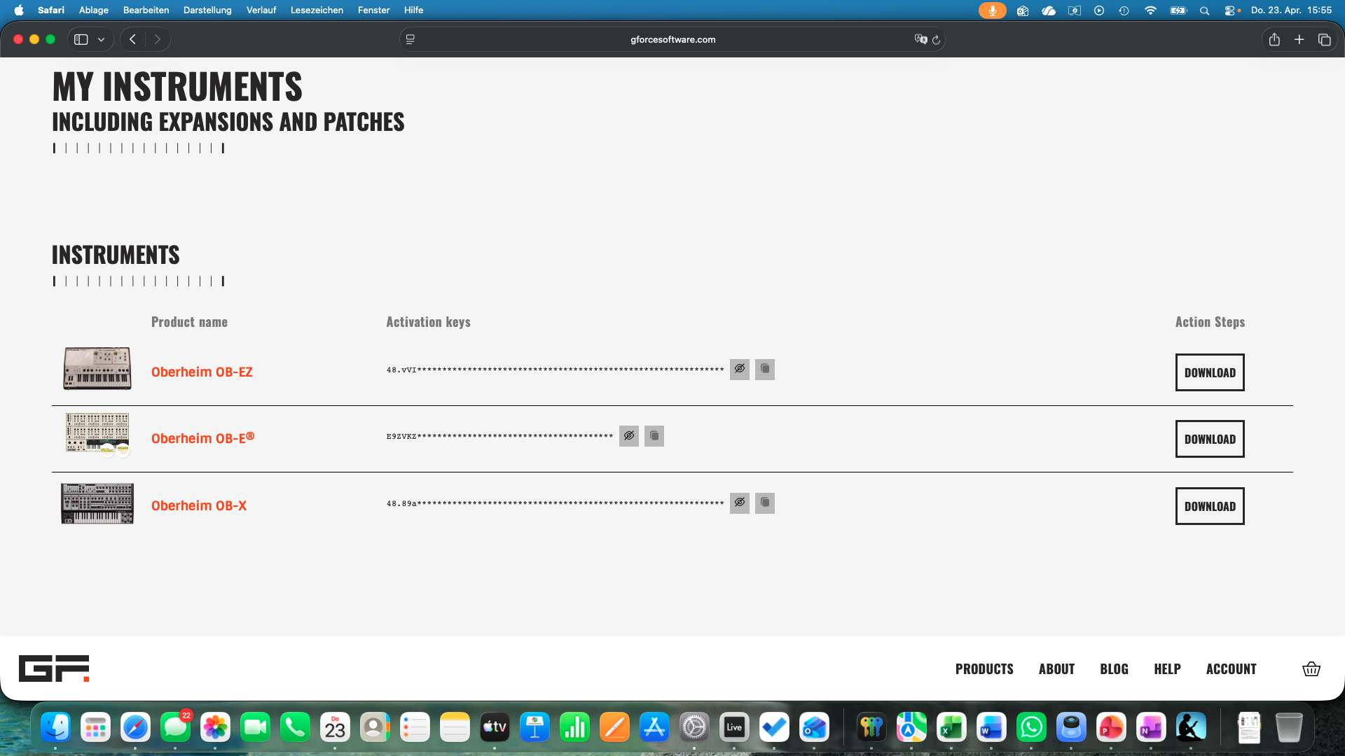 GForce GForce Oberheim Trio: OB-E, OB-X, OB-EZ.